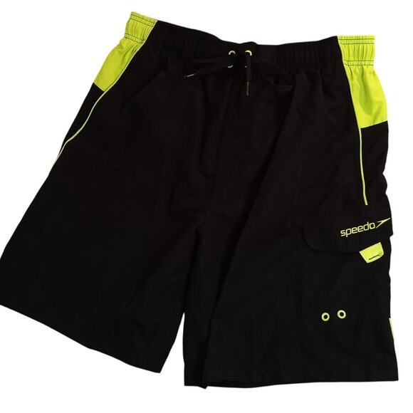 Speedo Swim Board Shorts XL Black/Lime Beach Pool Summer Neon - Picture 1 of 13